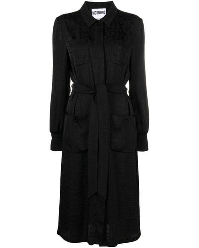 Moschino Vestido camisero con monograma - Negro