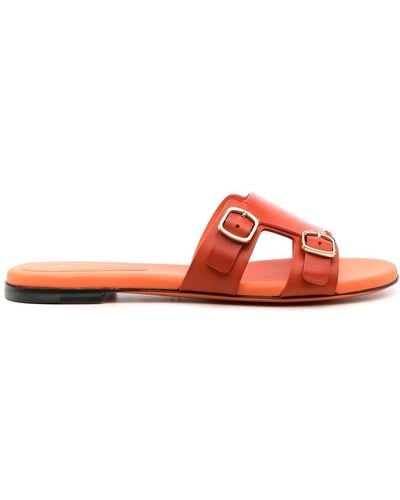 Santoni Double-buckle Calf-leather Sandals - Red