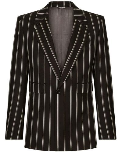 Dolce & Gabbana Striped Wool Blazer - Black