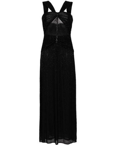Self-Portrait Bead-embellished mesh gown - Negro