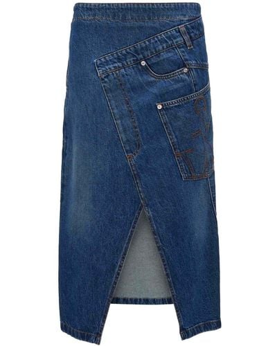 JW Anderson Wrap-design Denim Skirt - Blue