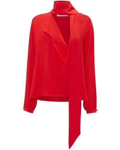 Victoria Beckham Scarf-detail Silk Blouse - Red
