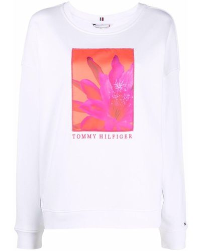 Tommy Hilfiger Floral-print Crew-neck Sweatshirt - White