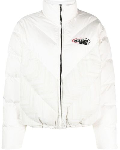 Missoni Logo-embroidered Quilted Puffer Jacket - White