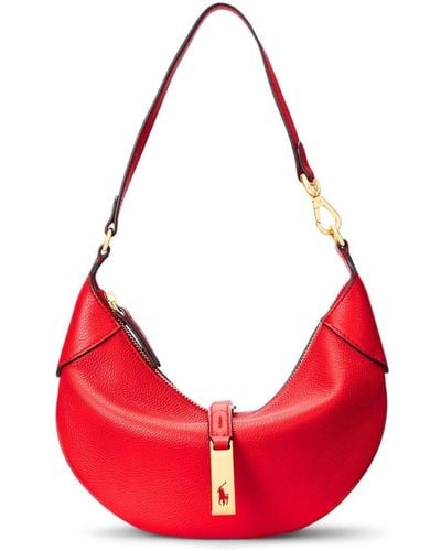 Polo Ralph Lauren Small Logo-charm Leather Shoulder Bag - Red