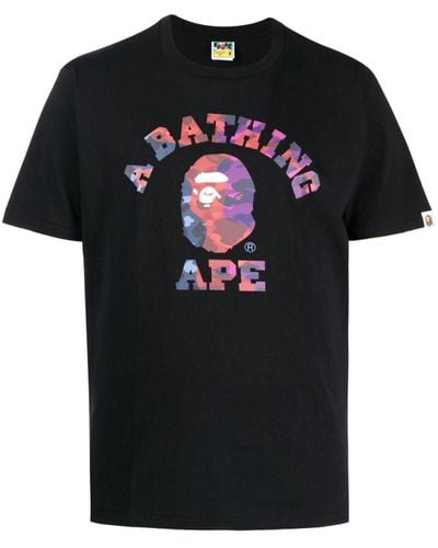 A Bathing Ape Camiseta con parche del logo - Negro