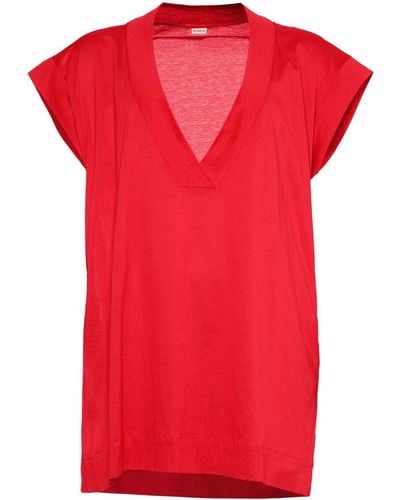 Eres Renée V-neck Cotton T-shirt - Red