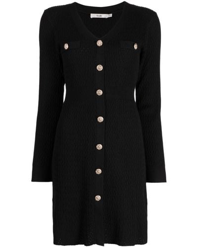 B+ AB Long-sleeved Ribbed-knit Minidress - Black