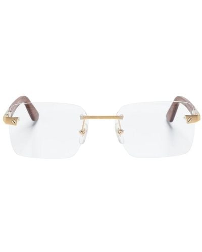 Cartier Rahmenlose Brille mit eckigen Gläsern - Weiß