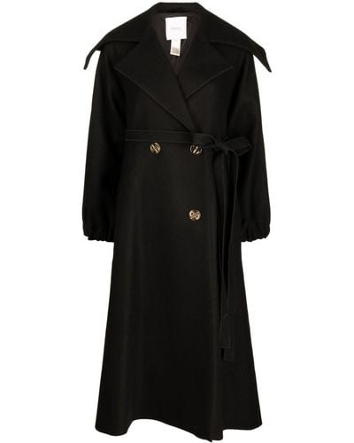 Patou Double-breasted Belted Coat - Black