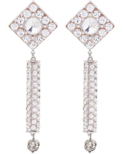 Alessandra Rich Crystal Pendant Earrings - White