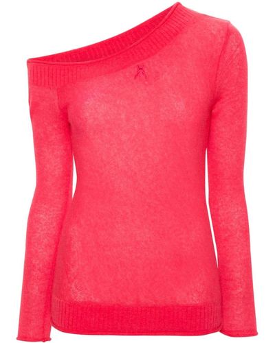 Patrizia Pepe Asymmetric-neck Long-sleeve Sweater - Pink