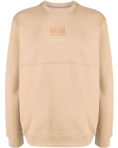Tommy Hilfiger Logo-embroidered Jersey Sweatshirt - Natural