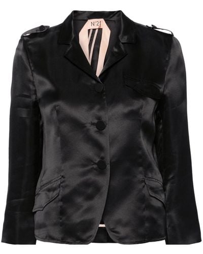 N°21 Single-breasted Satin Jacket - Black