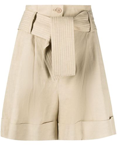 P.A.R.O.S.H. High-rise Tied-waist Shorts - Natural