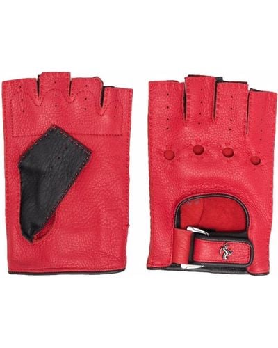 Ferrari Prancing-horse Leather Driving Gloves - Red
