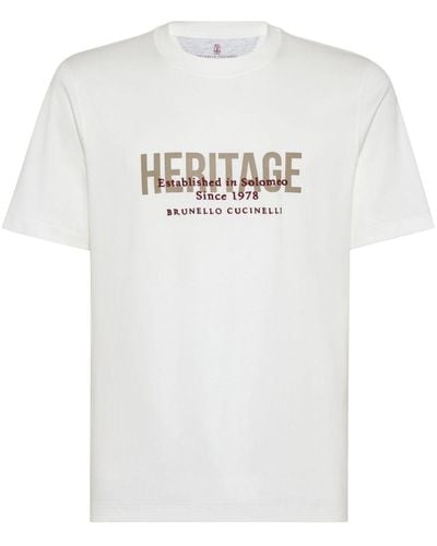 Brunello Cucinelli スローガン Tシャツ - ホワイト