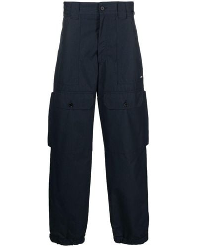 MSGM Cargo-pocket Cotton Wide-leg Trousers - Blue