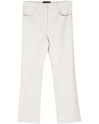 JOSEPH Mid-rise Leather Pants - White