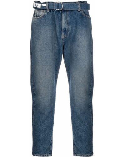 Off-White c/o Virgil Abloh Slim Low Crotch Belt Jeans - Blue