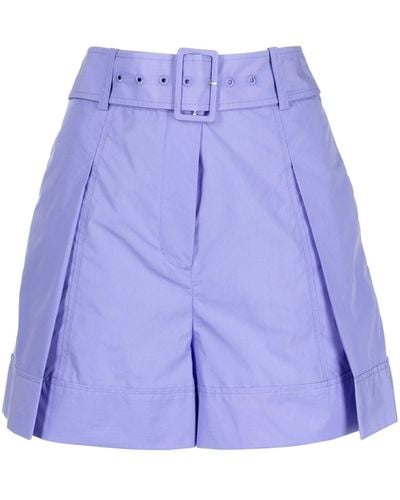 3.1 Phillip Lim Pleat-detailing Belted Shorts - Purple