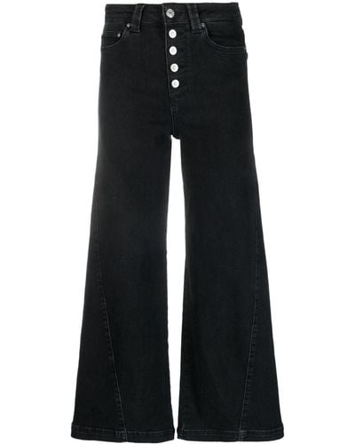 PAIGE Button-detail Cropped Jeans - Black