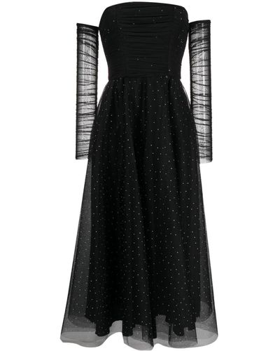 Nissa Crystal-embellished Off-shoulder Dress - Black