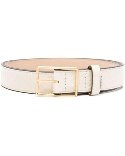 Tory Burch T Monogram Patent-leather Belt - Natural
