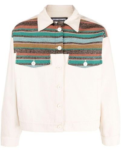 BENJAMIN BENMOYAL Stripe-detailing Shirt Jacket - Green