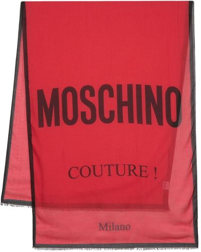 Moschino Logo-print Slub Scarf - Red
