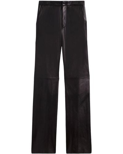 Ami Paris Straight-leg Leather Pants - Black
