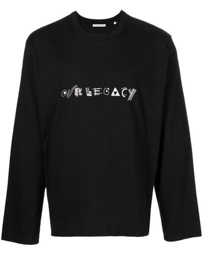 Our Legacy Logo-embroidery Long-sleeve T-shirt - Black