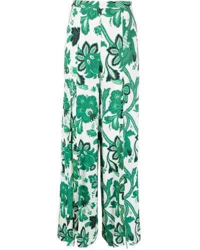 Etro Floral-print Wide-leg Pants - Green