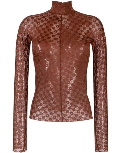 Forte Forte Semi-sheer Lace Long-sleeved Top - Brown