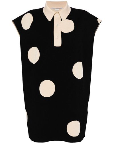 Stella McCartney Polka Dot Ribbed Knit Dress - Black