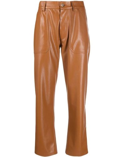 Nanushka Faux-leather Straight-leg Trousers - Brown