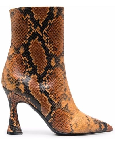 Just Cavalli Snakeskin-effect Leather Boots - Brown