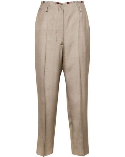 Ibrigu Cropped Silk Pants - Natural