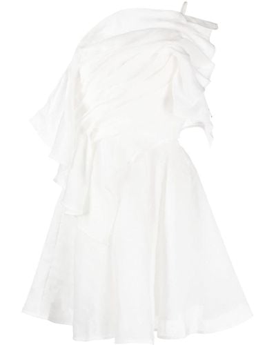 Aje. Ruffle-detail Sleeveless Minidress - White