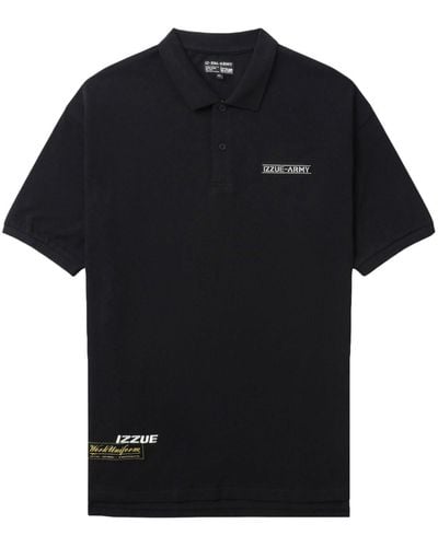 Izzue Poloshirt Met Logoprint - Zwart