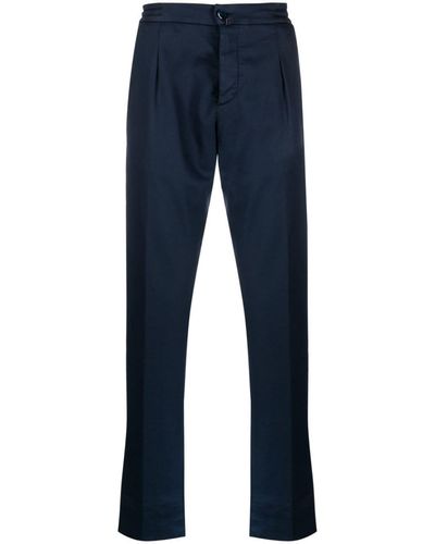 Kiton Straight-leg Cotton Trousers - Blue