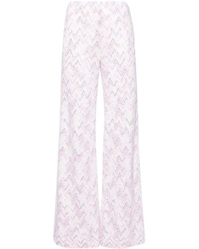 Missoni Zigzag-woven Wide-leg Trousers - Pink