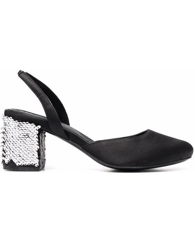 Styland Sequin-embellished Slingback Court Shoes - Black