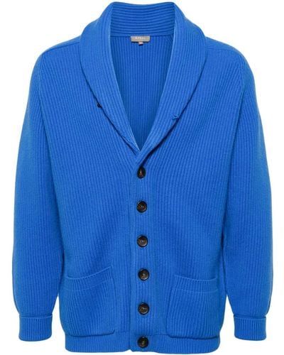 N.Peal Cashmere Kensington Ribbed-knit Cardigan - Blue