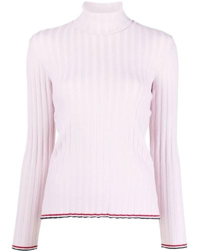 Thom Browne Ribbed Turtleneck Sweater - Pink