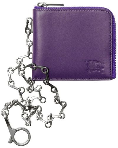 Burberry Equestrian Knight Leather Wallet - Purple