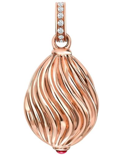 Faberge 18kt Rose Gold Heritage Sunburst Egg Diamond And Sapphire Charm - Metallic