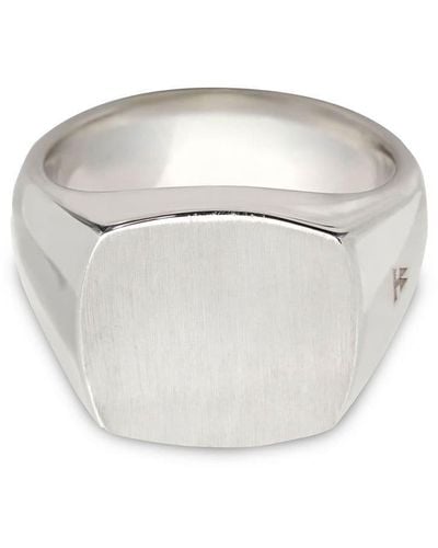 Tom Wood Sterling Silver Cushion Signet Ring - White