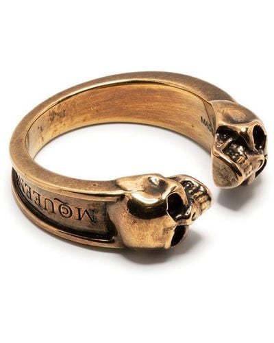 Alexander McQueen Skull Engraved Ring - Metallic