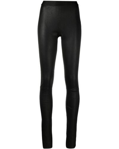 Ann Demeulemeester Skinny Leather Trousers - Black